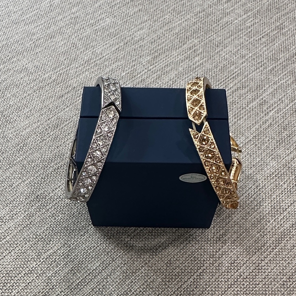 Gold and Silver Diamond Patterned Bracelets
